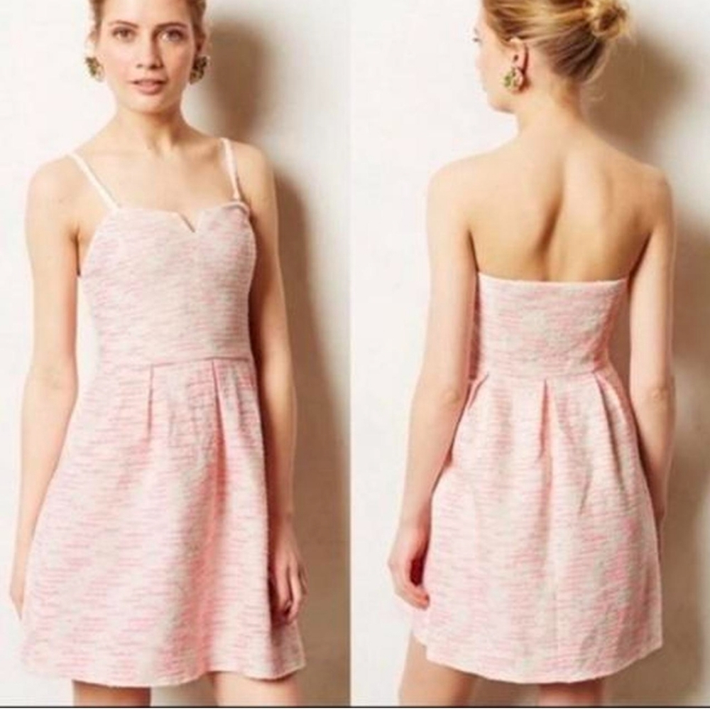 Anthropologie S12 Pink Tweed Dress By Moulinette Soeurs